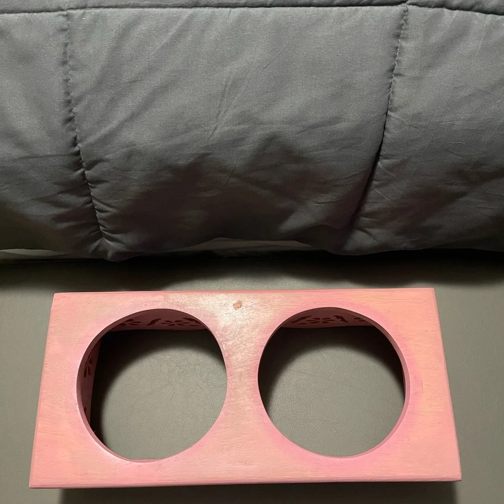 Pink Wooden Pet Bowl Stand